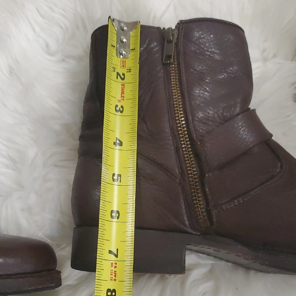 Frye Dark Brown Leather Moto Boots - Picture 8 of 12